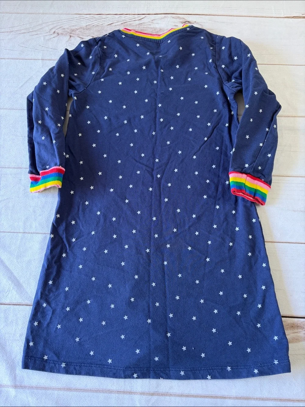 Mini Boden Kids Navy Star Halloween Swearshirt Dress with Animal Appliqués